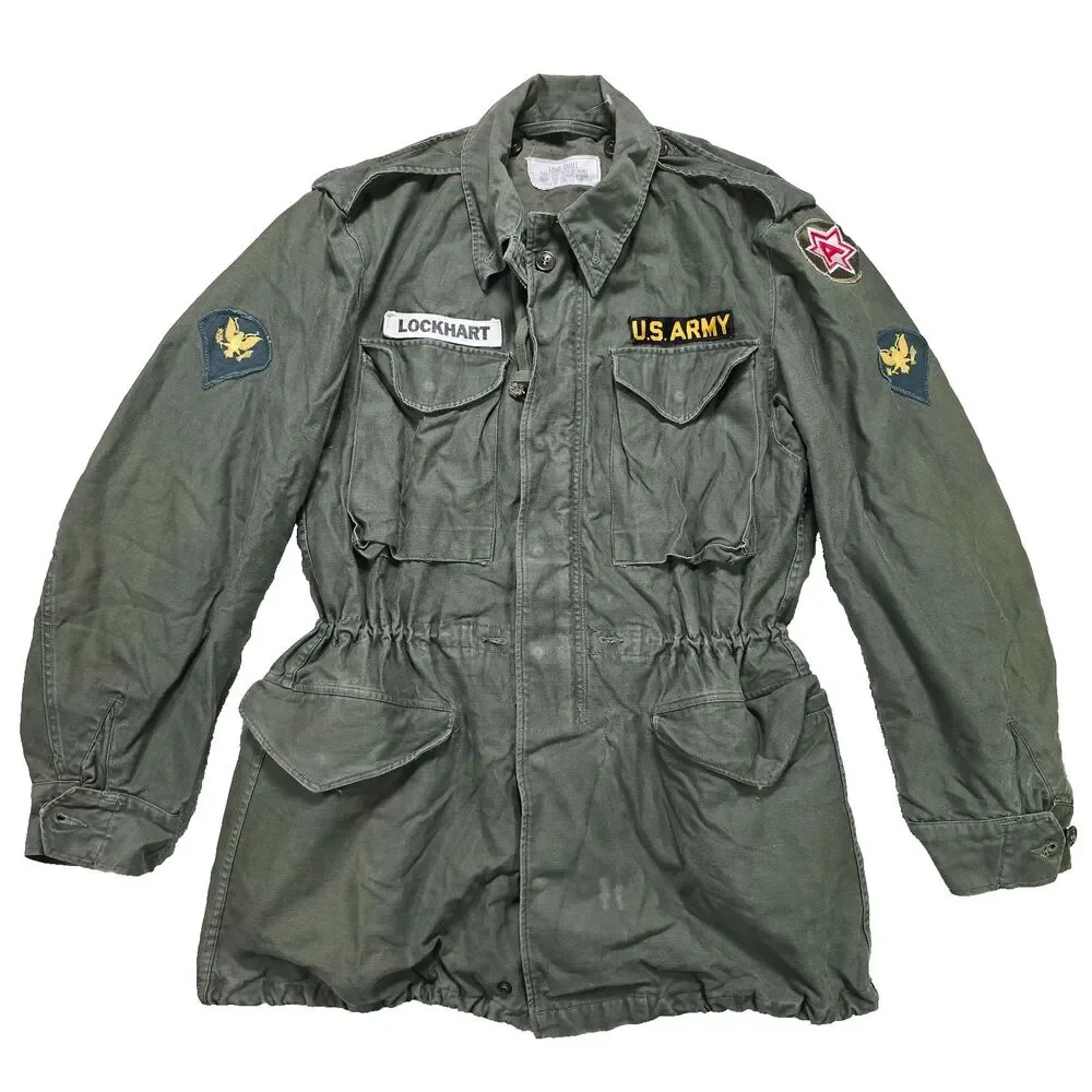 VTG 1957 US Army M51 Field Jacket Small Long 6th Army Patched M-1951 OG-107 Coat